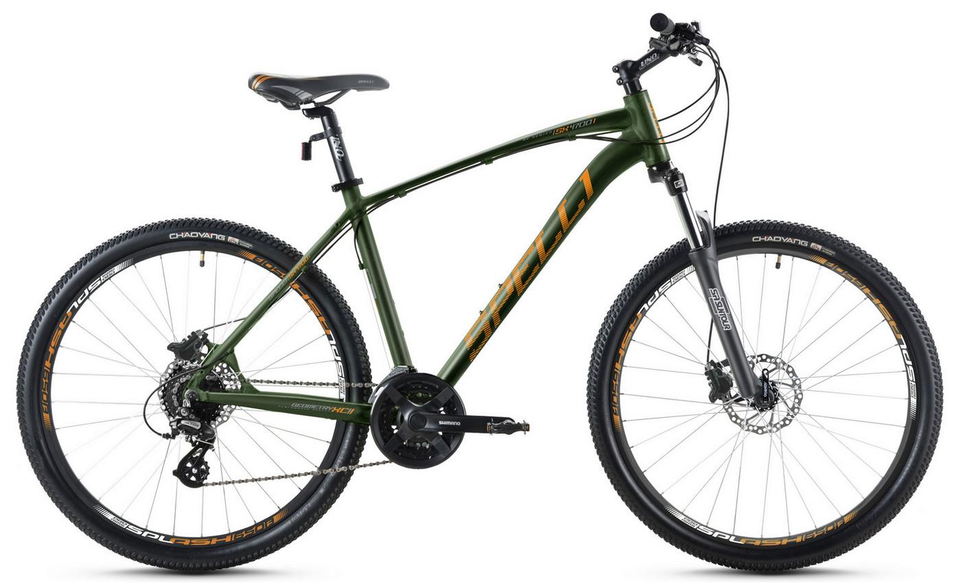 Фотография Велосипед Spelli SX-4700 29" размер XL рама 21" 2023 Зелено-оранжевый